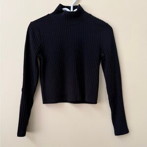 Aritzia Wilfred Black Ribbed Long Sleeve Tee